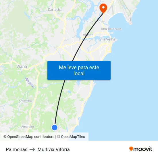 Palmeiras to Multivix Vitória map