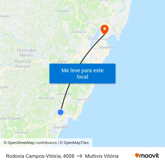 Rodovia Campos-Vitória, 4008 to Multivix Vitória map
