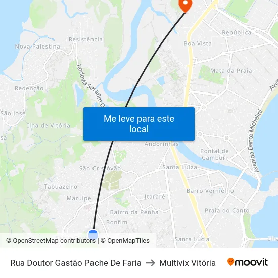 Rua Doutor Gastão Pache De Faria to Multivix Vitória map
