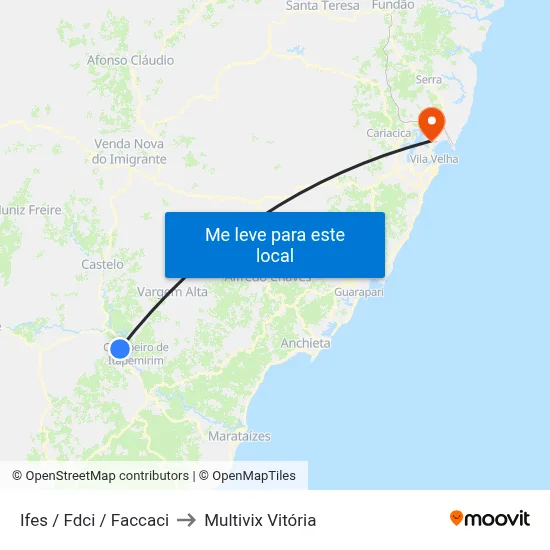 Ifes / Fdci / Faccaci to Multivix Vitória map