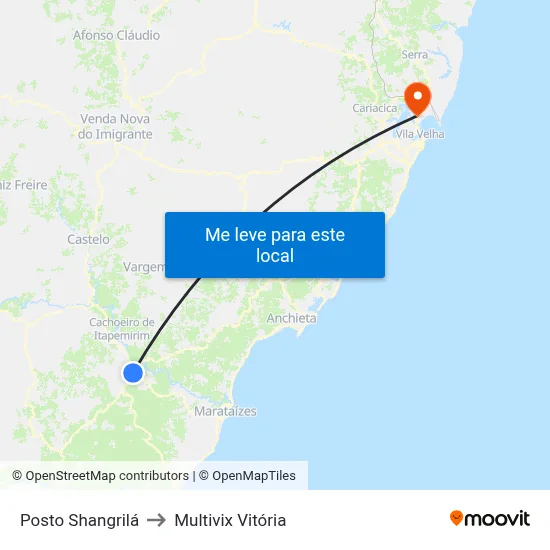Posto Shangrilá to Multivix Vitória map
