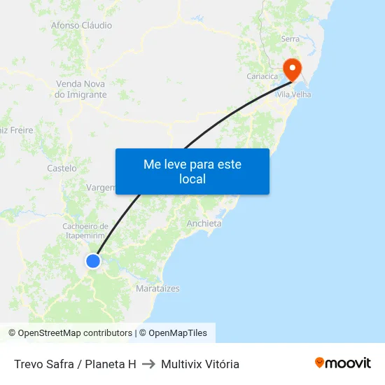 Trevo Safra / Planeta H to Multivix Vitória map