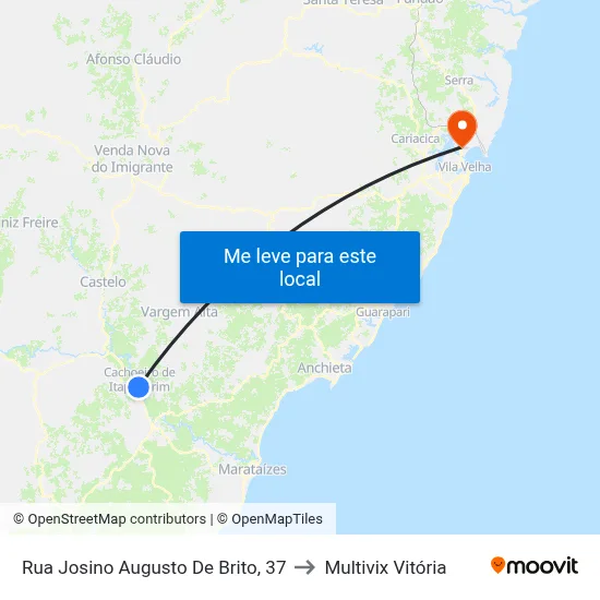 Rua Josino Augusto De Brito, 37 to Multivix Vitória map