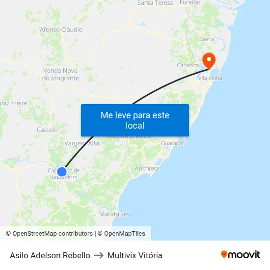 Asilo Adelson Rebello to Multivix Vitória map