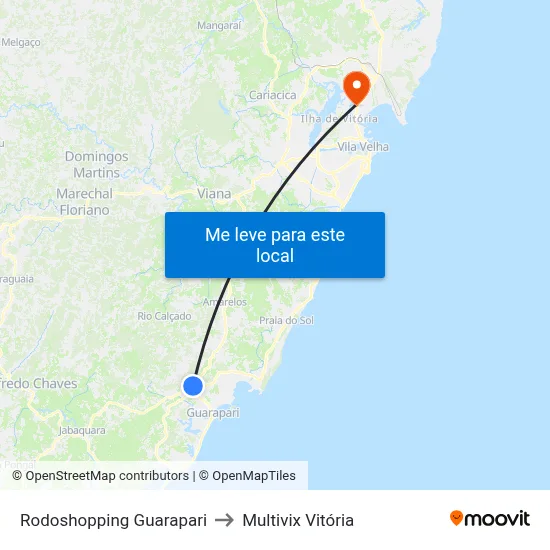 Rodoshopping Guarapari to Multivix Vitória map