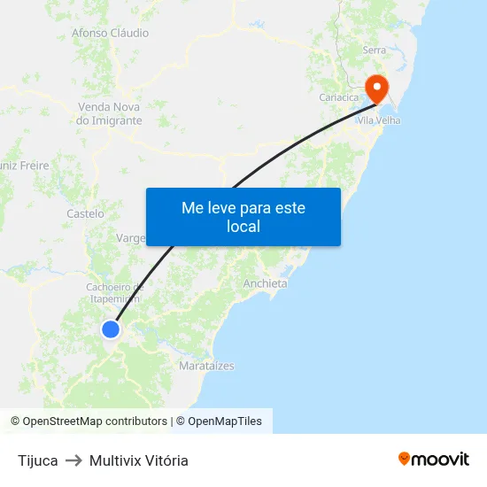 Tijuca to Multivix Vitória map