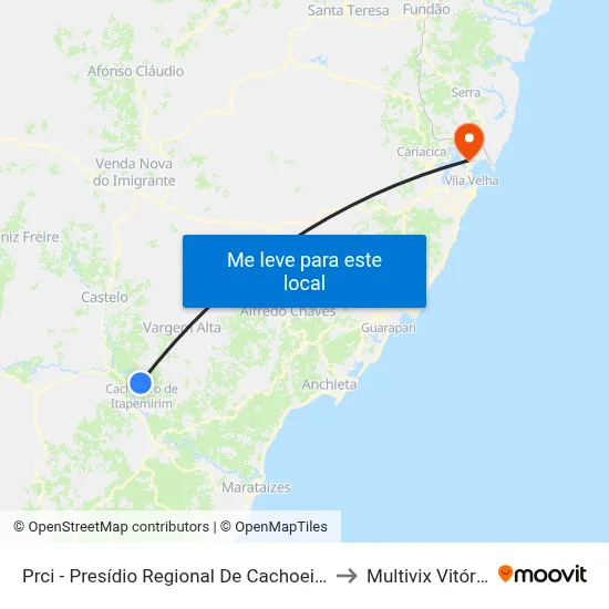 Prci - Presídio Regional De Cachoeiro to Multivix Vitória map