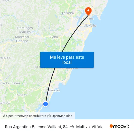 Rua Argentina Baiense Vaillant, 84 to Multivix Vitória map