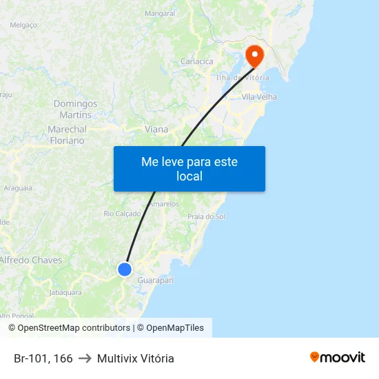 Br-101, 166 to Multivix Vitória map