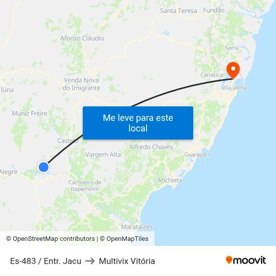 Es-483 / Entr. Jacu to Multivix Vitória map