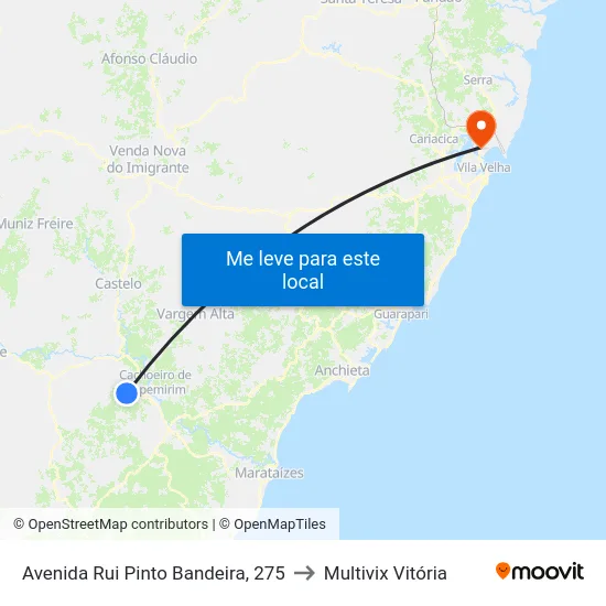 Avenida Rui Pinto Bandeira, 275 to Multivix Vitória map