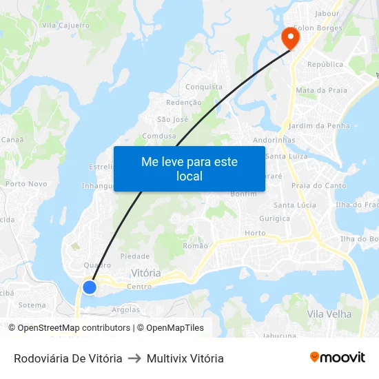 Rodoviária De Vitória to Multivix Vitória map
