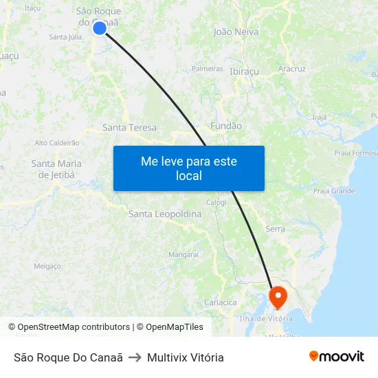 São Roque Do Canaã to Multivix Vitória map