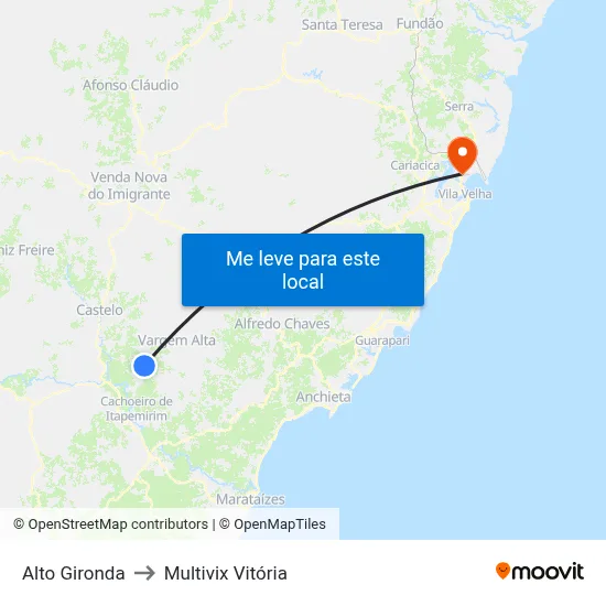 Alto Gironda to Multivix Vitória map