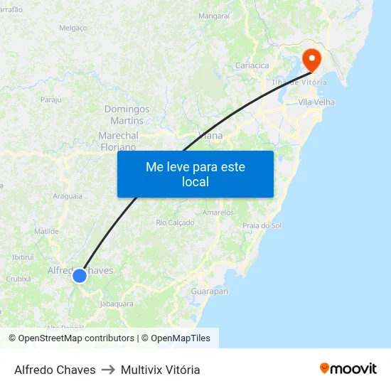 Alfredo Chaves to Multivix Vitória map