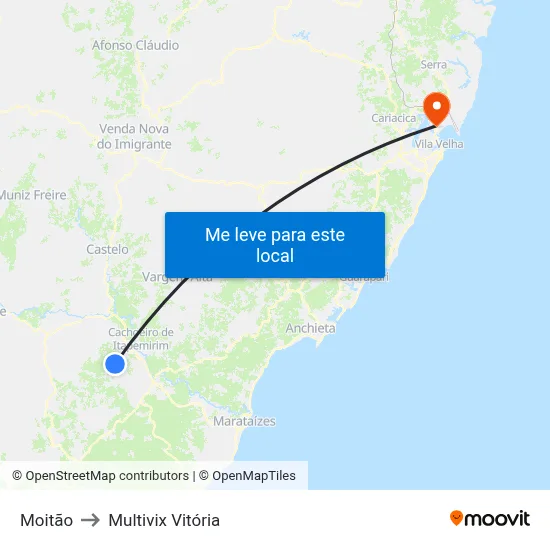 Moitão to Multivix Vitória map
