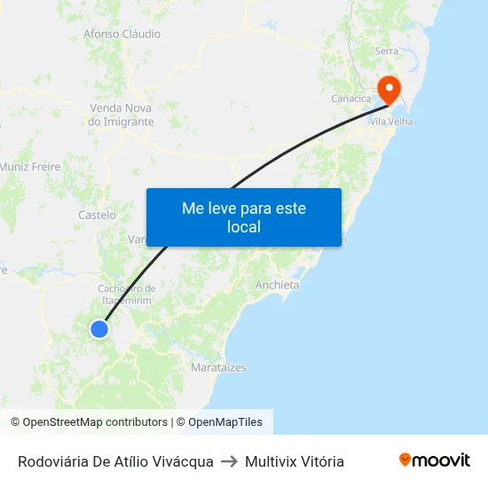 Rodoviária De Atílio Vivácqua to Multivix Vitória map