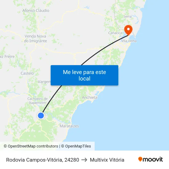 Rodovia Campos-Vitória, 24280 to Multivix Vitória map
