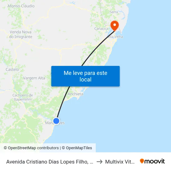 Avenida Cristiano Dias Lopes Filho, 2053 to Multivix Vitória map