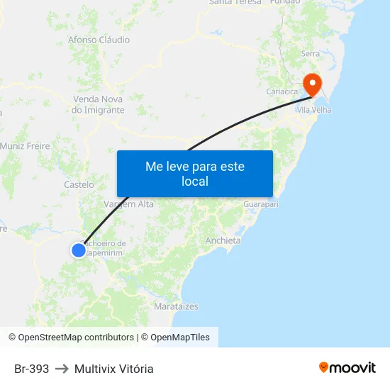 Br-393 to Multivix Vitória map