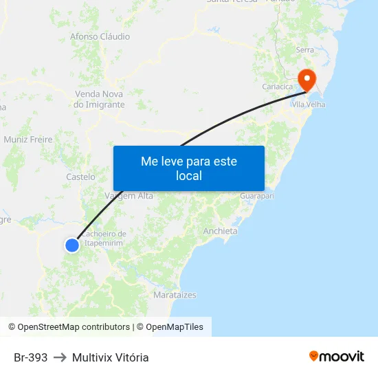 Br-393 to Multivix Vitória map