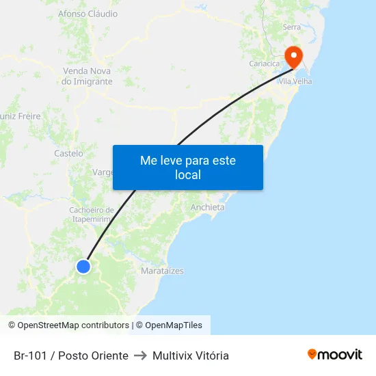 Br-101 / Posto Oriente to Multivix Vitória map