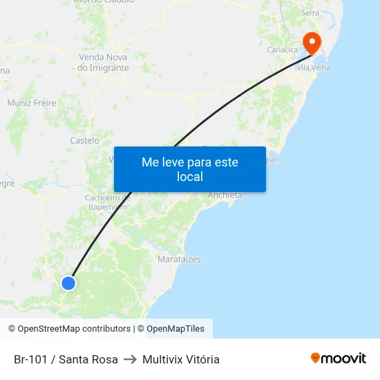 Br-101 / Santa Rosa to Multivix Vitória map