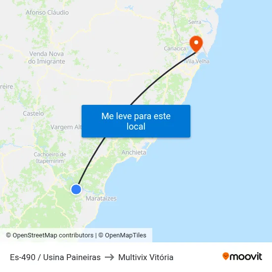 Es-490 / Usina Paineiras to Multivix Vitória map