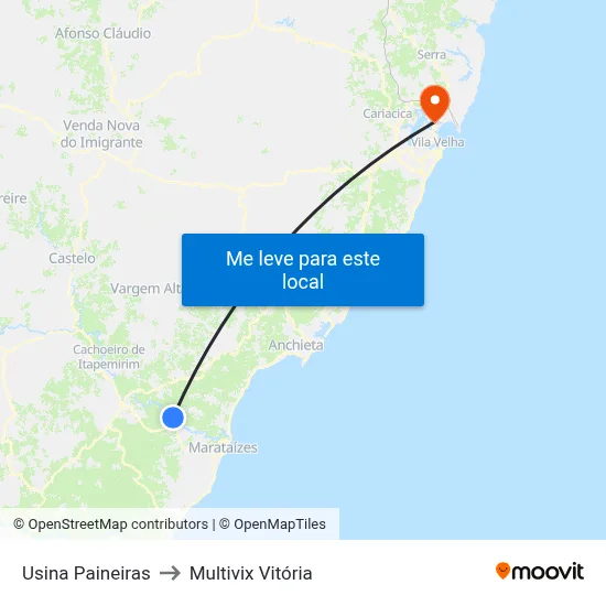 Usina Paineiras to Multivix Vitória map