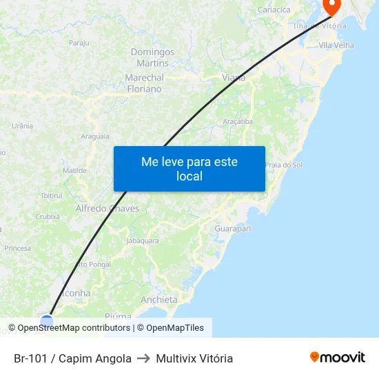 Br-101 / Capim Angola to Multivix Vitória map