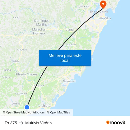 Es-375 to Multivix Vitória map