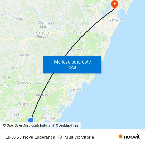 Es-375 / Nova Esperança to Multivix Vitória map