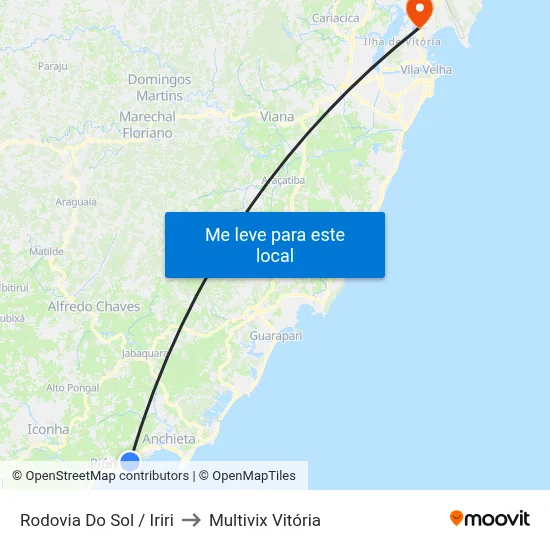 Rodovia Do Sol / Iriri to Multivix Vitória map