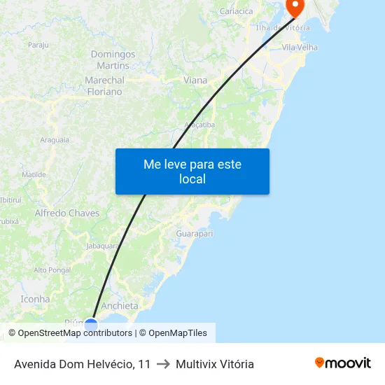Avenida Dom Helvécio, 11 to Multivix Vitória map