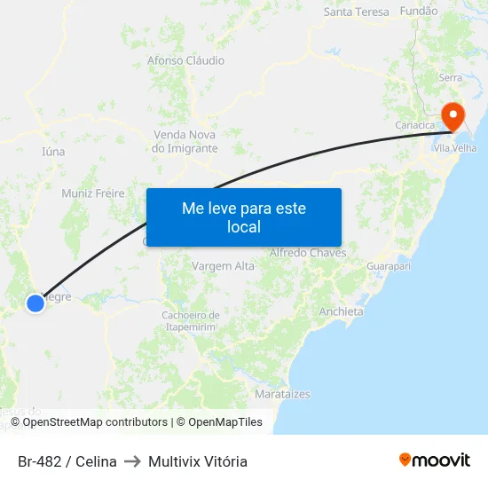 Br-482 / Celina to Multivix Vitória map
