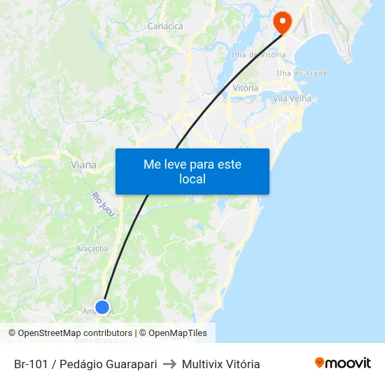 Br-101 / Pedágio Guarapari to Multivix Vitória map