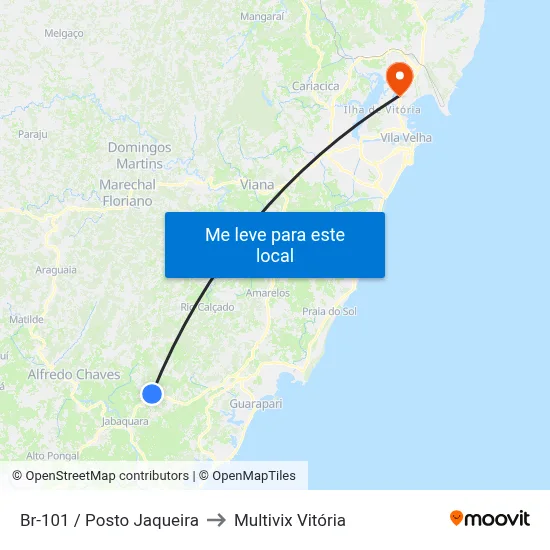 Br-101 / Posto Jaqueira to Multivix Vitória map