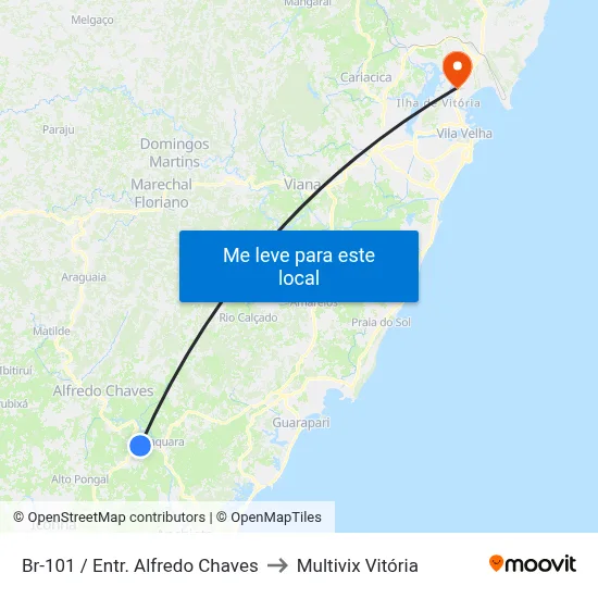 Br-101 / Entr. Alfredo Chaves to Multivix Vitória map