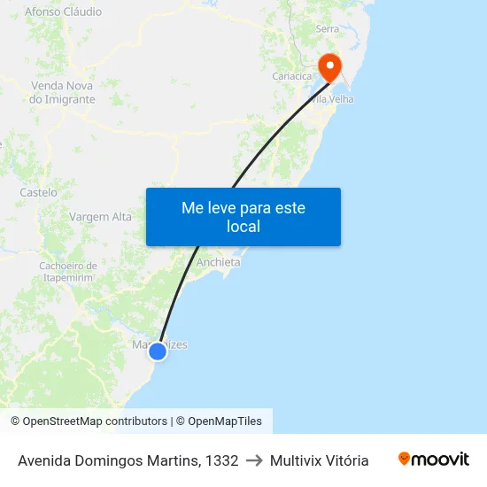 Avenida Domingos Martins, 1332 to Multivix Vitória map