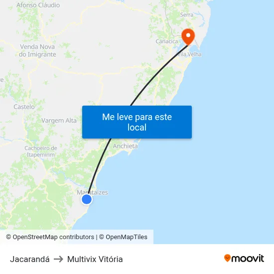 Jacarandá to Multivix Vitória map