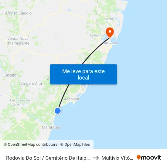 Rodovia Do Sol / Cemitério De Itaipava to Multivix Vitória map