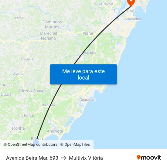Avenida Beira Mar, 693 to Multivix Vitória map
