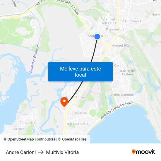 André Carloni to Multivix Vitória map