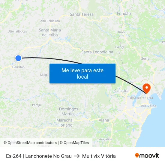 Es-264 | Lanchonete No Grau to Multivix Vitória map