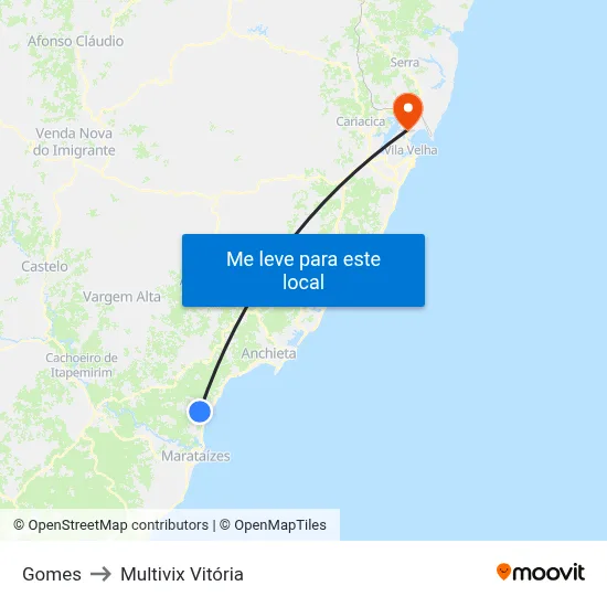 Gomes to Multivix Vitória map