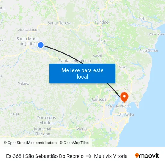 Es-368 | São Sebastião Do Recreio to Multivix Vitória map