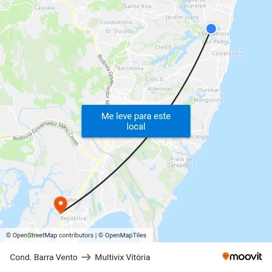 Cond. Barra Vento to Multivix Vitória map