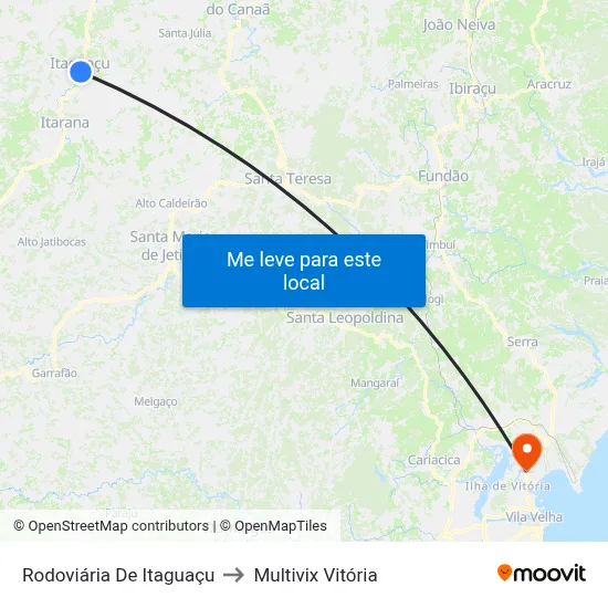 Rodoviária De Itaguaçu to Multivix Vitória map