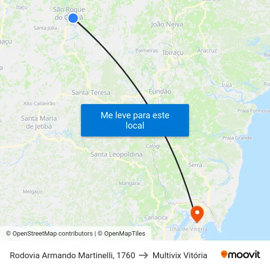 Rodovia Armando Martinelli, 1760 to Multivix Vitória map
