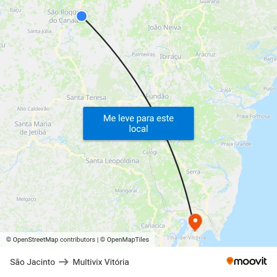 São Jacinto to Multivix Vitória map